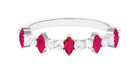 Red Ruby and Diamond Half Eternity Ring Ruby - ( AAA ) - Quality - Rosec Jewels