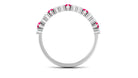 Red Ruby and Diamond Half Eternity Ring Ruby - ( AAA ) - Quality - Rosec Jewels