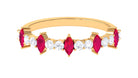 Red Ruby and Diamond Half Eternity Ring Ruby - ( AAA ) - Quality - Rosec Jewels