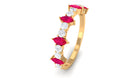 Red Ruby and Diamond Half Eternity Ring Ruby - ( AAA ) - Quality - Rosec Jewels