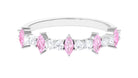 Lab-Created Pink Sapphire and Diamond Half Eternity Ring Lab Created Pink Sapphire - ( AAAA ) - Quality - Rosec Jewels