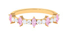 Lab-Created Pink Sapphire and Diamond Half Eternity Ring Lab Created Pink Sapphire - ( AAAA ) - Quality - Rosec Jewels