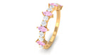 Lab-Created Pink Sapphire and Diamond Half Eternity Ring Lab Created Pink Sapphire - ( AAAA ) - Quality - Rosec Jewels