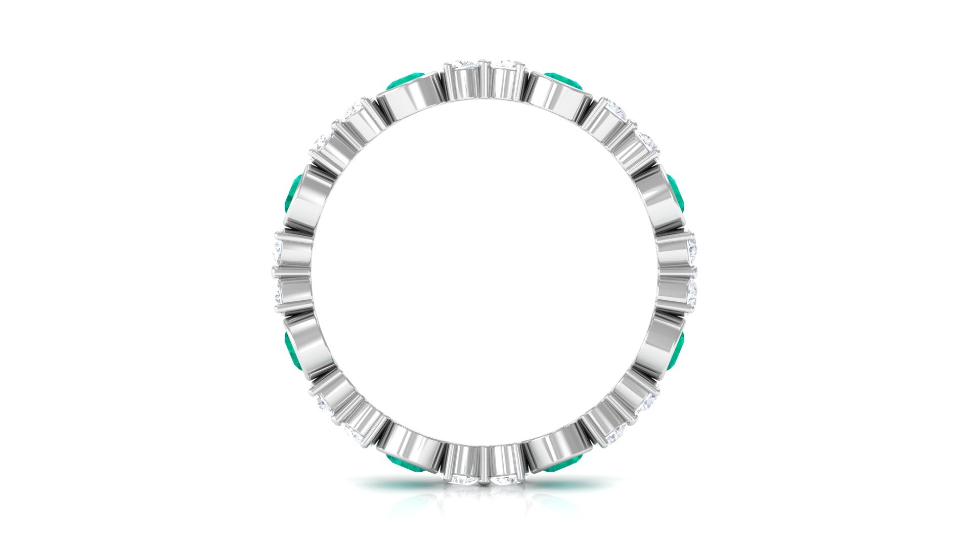 Emerald and Diamond Minimal Eternity Ring Emerald - ( AAA ) - Quality - Rosec Jewels