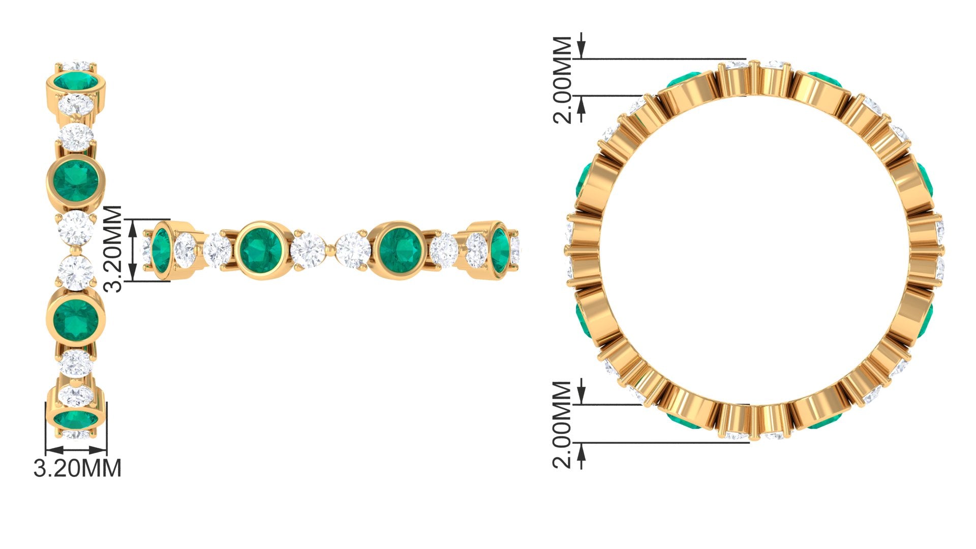 Emerald and Diamond Minimal Eternity Ring Emerald - ( AAA ) - Quality - Rosec Jewels