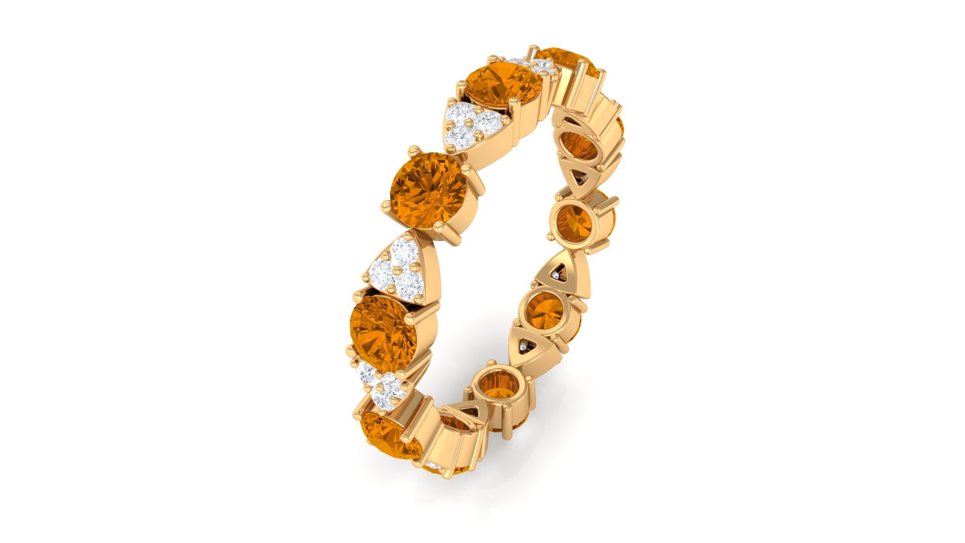 1.75 CT Designer Citrine and Moissanite Eternity Ring Citrine - ( AAA ) - Quality - Rosec Jewels