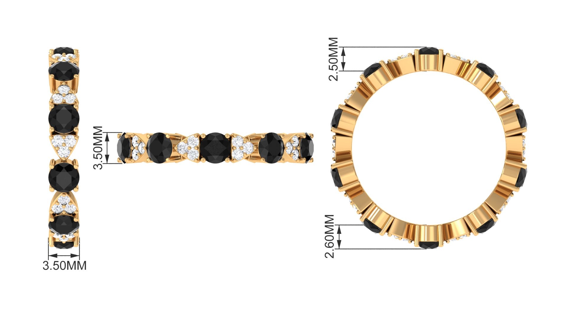 Designer Eternity Ring with Black Onyx and Diamond Black Onyx - ( AAA ) - Quality - Rosec Jewels