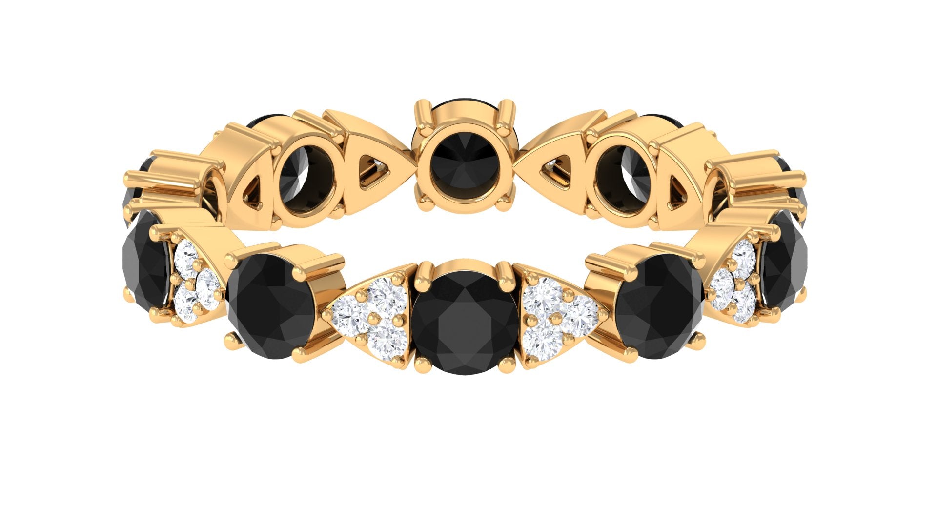 Designer Eternity Ring with Black Onyx and Diamond Black Onyx - ( AAA ) - Quality - Rosec Jewels