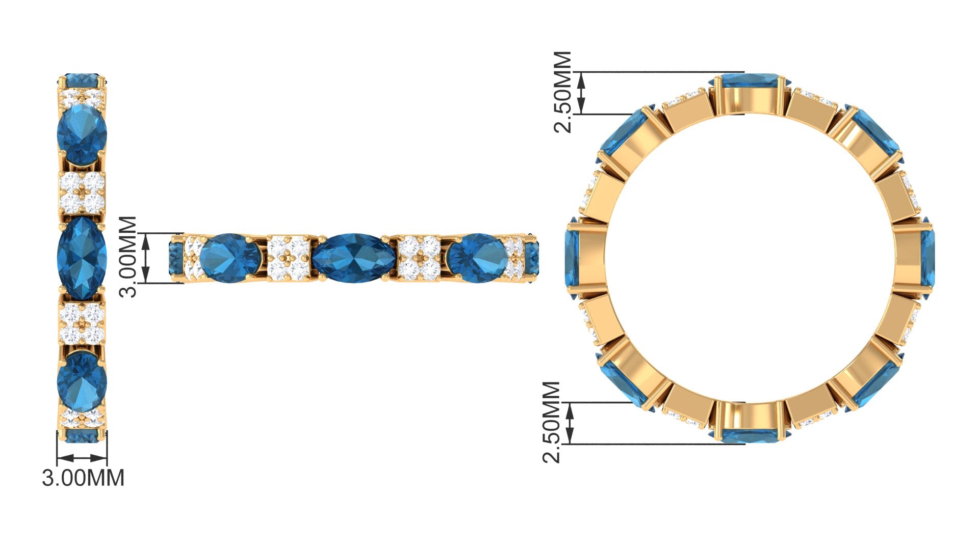 Alternate London Blue Topaz and Diamond Eternity Ring London Blue Topaz - ( AAA ) - Quality - Rosec Jewels