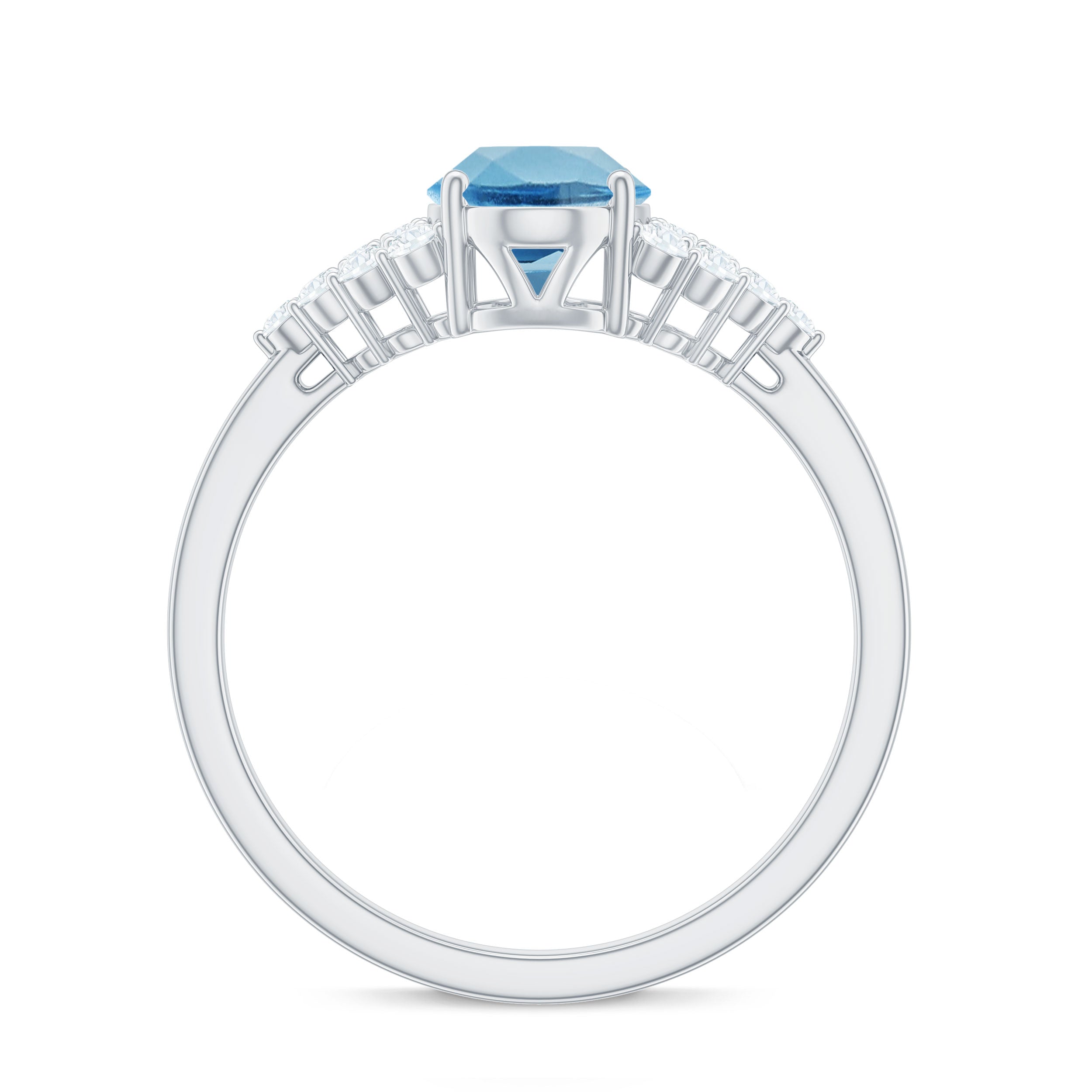 1.75 CT Swiss Blue Topaz Solitaire Ring with Diamond Accent Swiss Blue Topaz - ( AAA ) - Quality - Rosec Jewels