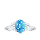 1.75 CT Swiss Blue Topaz Solitaire Ring with Diamond Accent Swiss Blue Topaz - ( AAA ) - Quality - Rosec Jewels