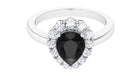 2.50 CT Black Spinel Teardrop Ring with Moissanite Black Spinel - ( AAA ) - Quality - Rosec Jewels