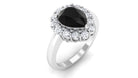 2.50 CT Black Spinel Teardrop Ring with Moissanite Black Spinel - ( AAA ) - Quality - Rosec Jewels