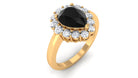 2.50 CT Black Spinel Teardrop Ring with Moissanite Black Spinel - ( AAA ) - Quality - Rosec Jewels