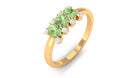 Oval Green Sapphire Three Stone Ring with Diamond Green Sapphire - ( AAA ) - Quality - Rosec Jewels