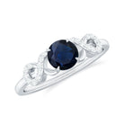 3/4 CT Round Blue Sapphire Infinity Engagement Ring with Diamond Blue Sapphire - ( AAA ) - Quality - Rosec Jewels