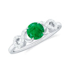 3/4 CT Round Emerald Infinity Engagement Ring with Diamond Emerald - ( AAA ) - Quality - Rosec Jewels