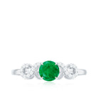 3/4 CT Round Emerald Infinity Engagement Ring with Diamond Emerald - ( AAA ) - Quality - Rosec Jewels