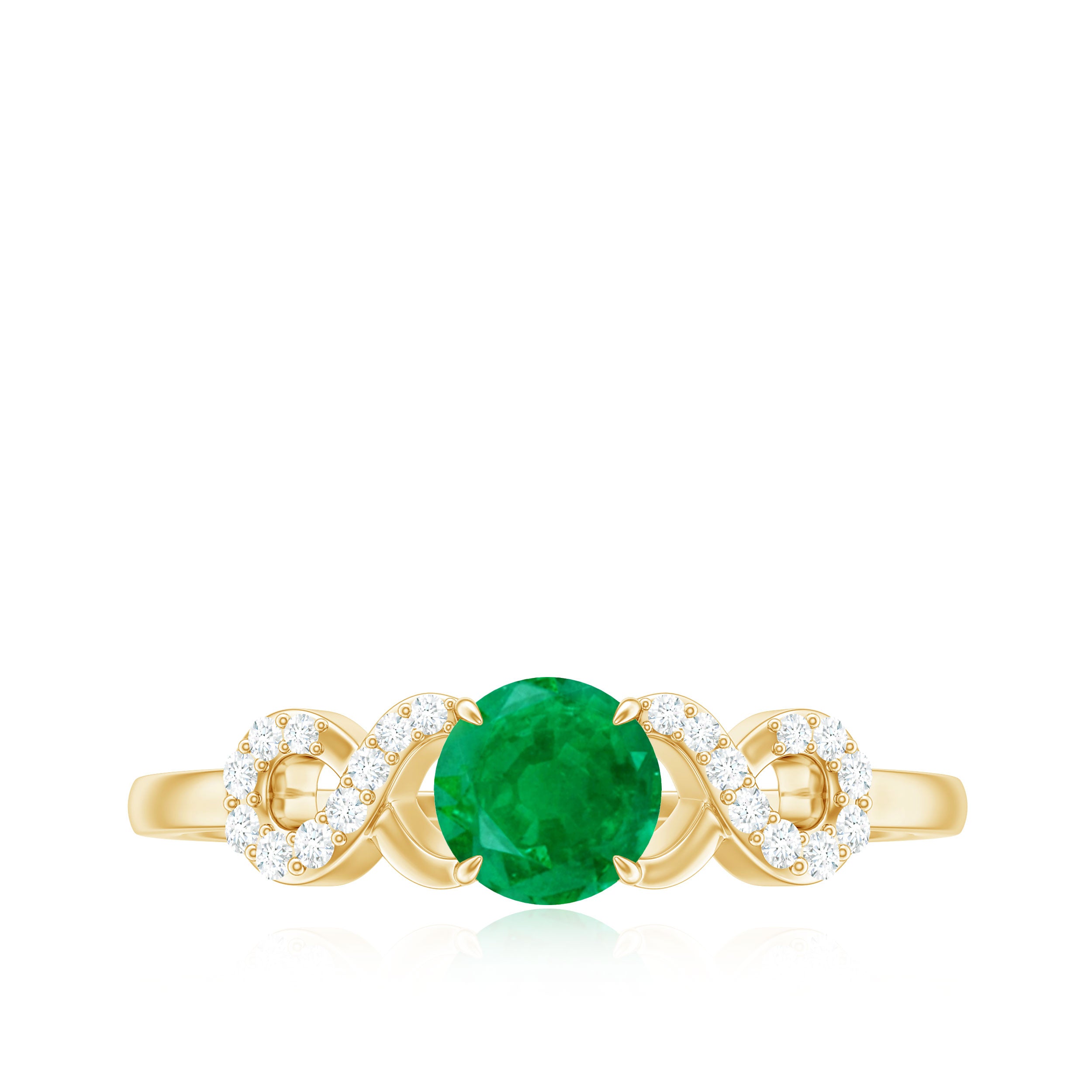 3/4 CT Round Emerald Infinity Engagement Ring with Diamond Emerald - ( AAA ) - Quality - Rosec Jewels