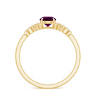 Rhodolite Solitaire Engagement Ring with Diamond Accent Rhodolite - ( AAA ) - Quality - Rosec Jewels