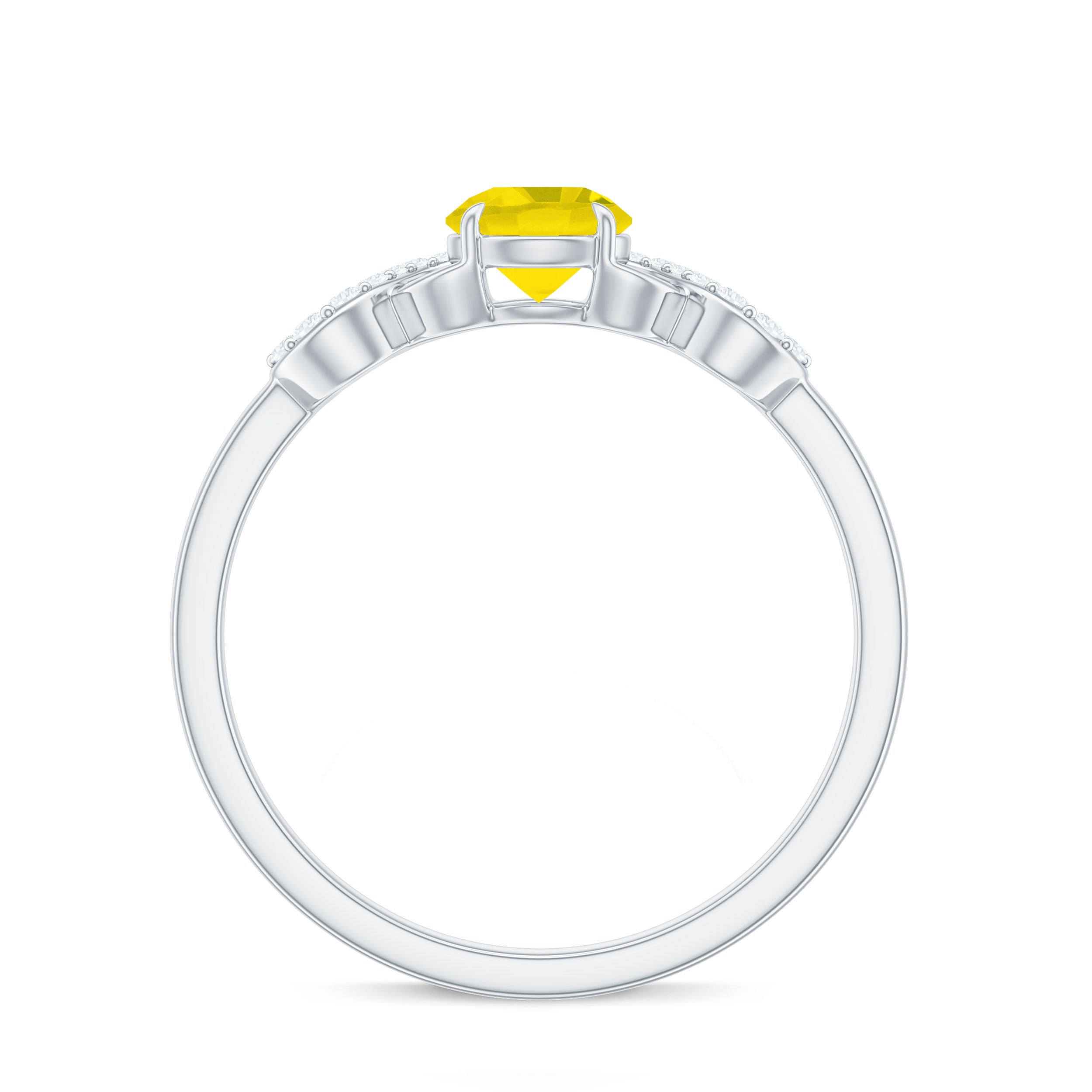 Round Yellow Sapphire Infinity Ring with Diamond Yellow Sapphire - ( AAA ) - Quality - Rosec Jewels