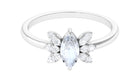 1/2 CT Claw Set Marquise Cut Moonstone and Diamond Promise Ring Moonstone - ( AAA ) - Quality - Rosec Jewels