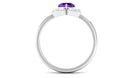 Genuine Amethyst Flower Engagement Ring with Diamond Amethyst - ( AAA ) - Quality - Rosec Jewels