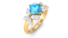 Floral Inspired Swiss Blue Topaz Engagement Ring with Diamond Swiss Blue Topaz - ( AAA ) - Quality - Rosec Jewels