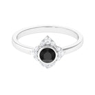 Bezel Set Black Diamond Flower Engagement Ring with Diamond Black Diamond - ( AAA ) - Quality - Rosec Jewels