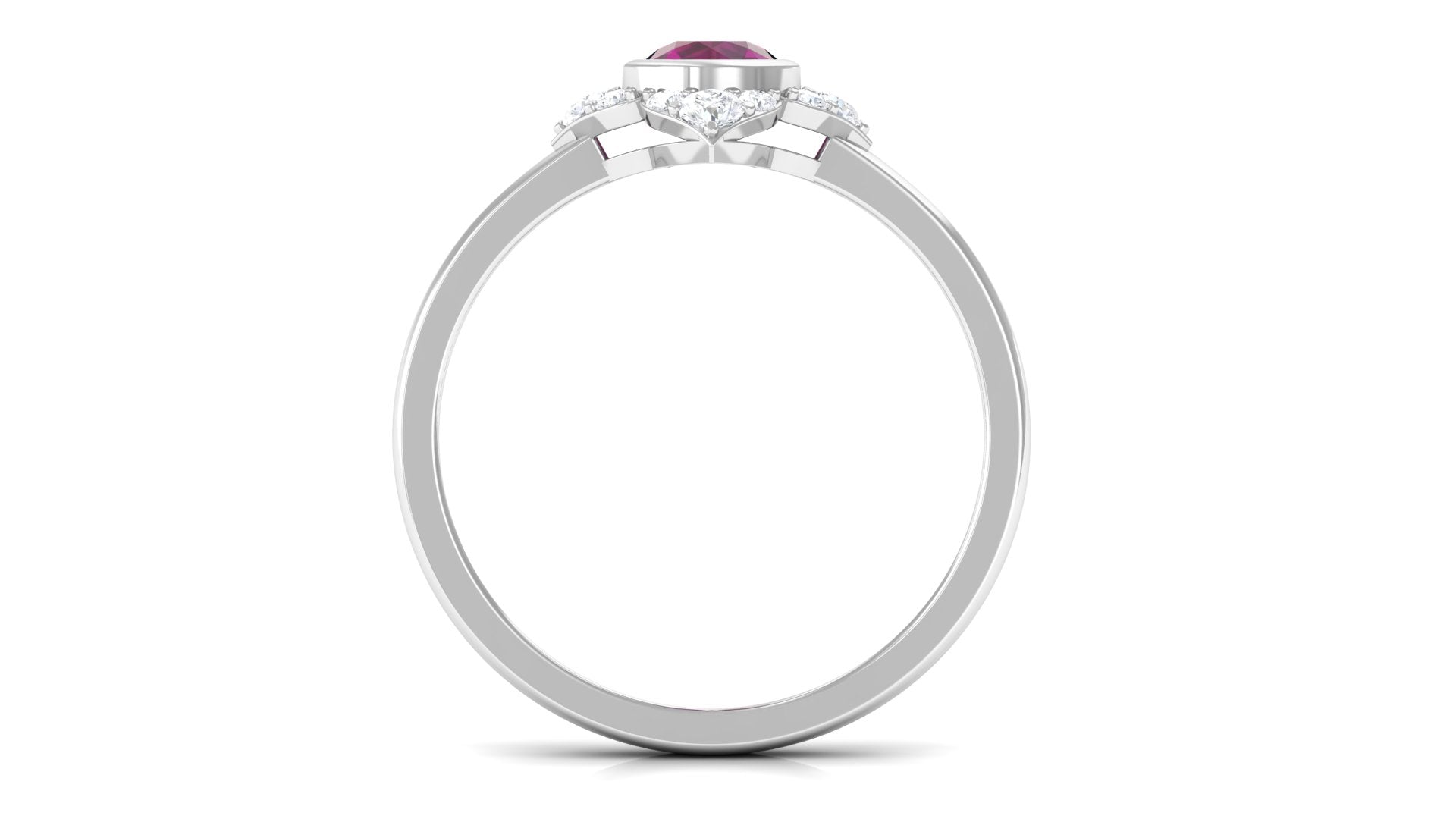 0.75 CT Real Rhodolite Flower Engagement Ring with Diamond Rhodolite - ( AAA ) - Quality - Rosec Jewels