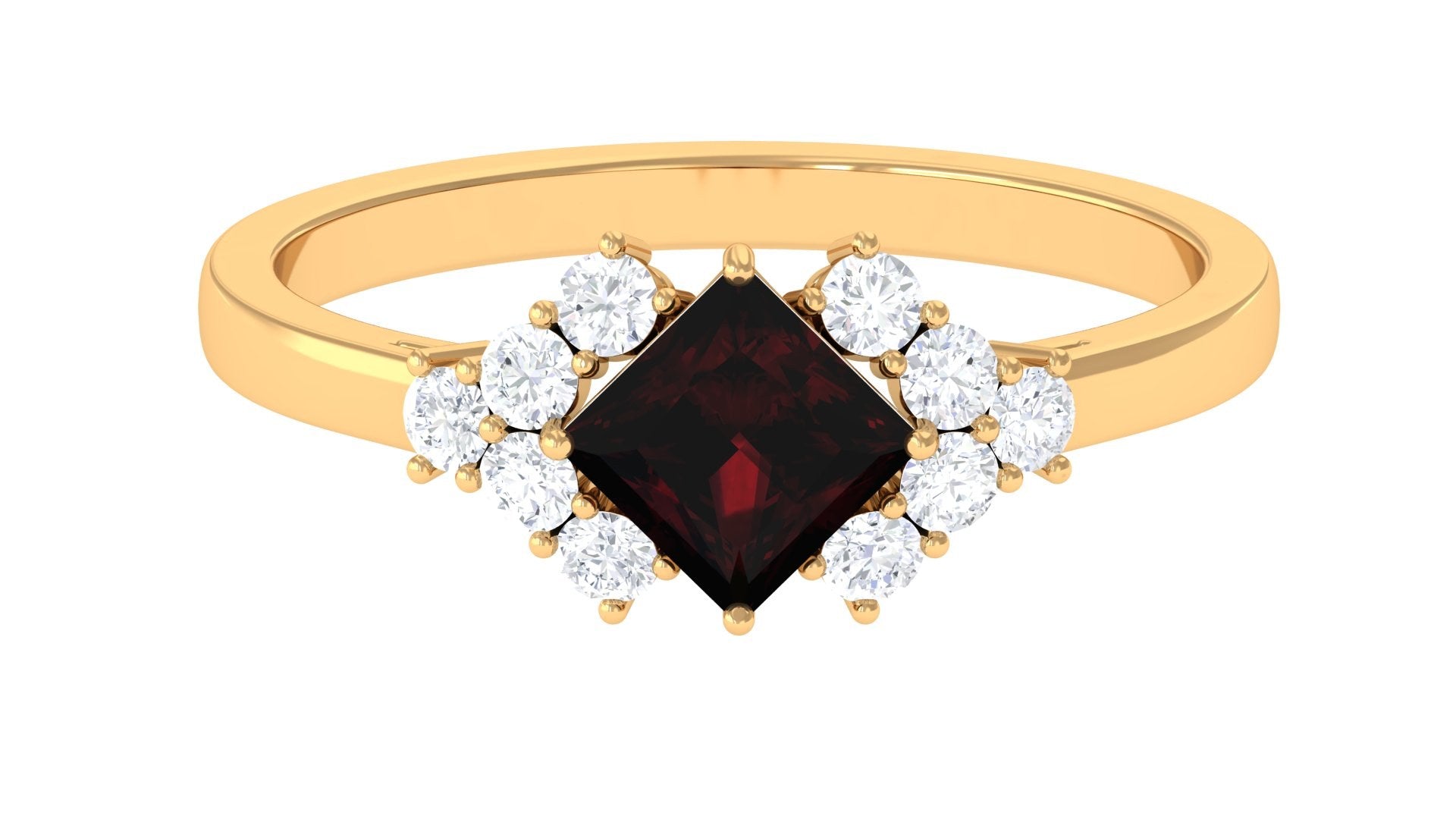 1.50 Ct Designer Garnet and Diamond Engagement Ring Garnet - ( AAA ) - Quality - Rosec Jewels