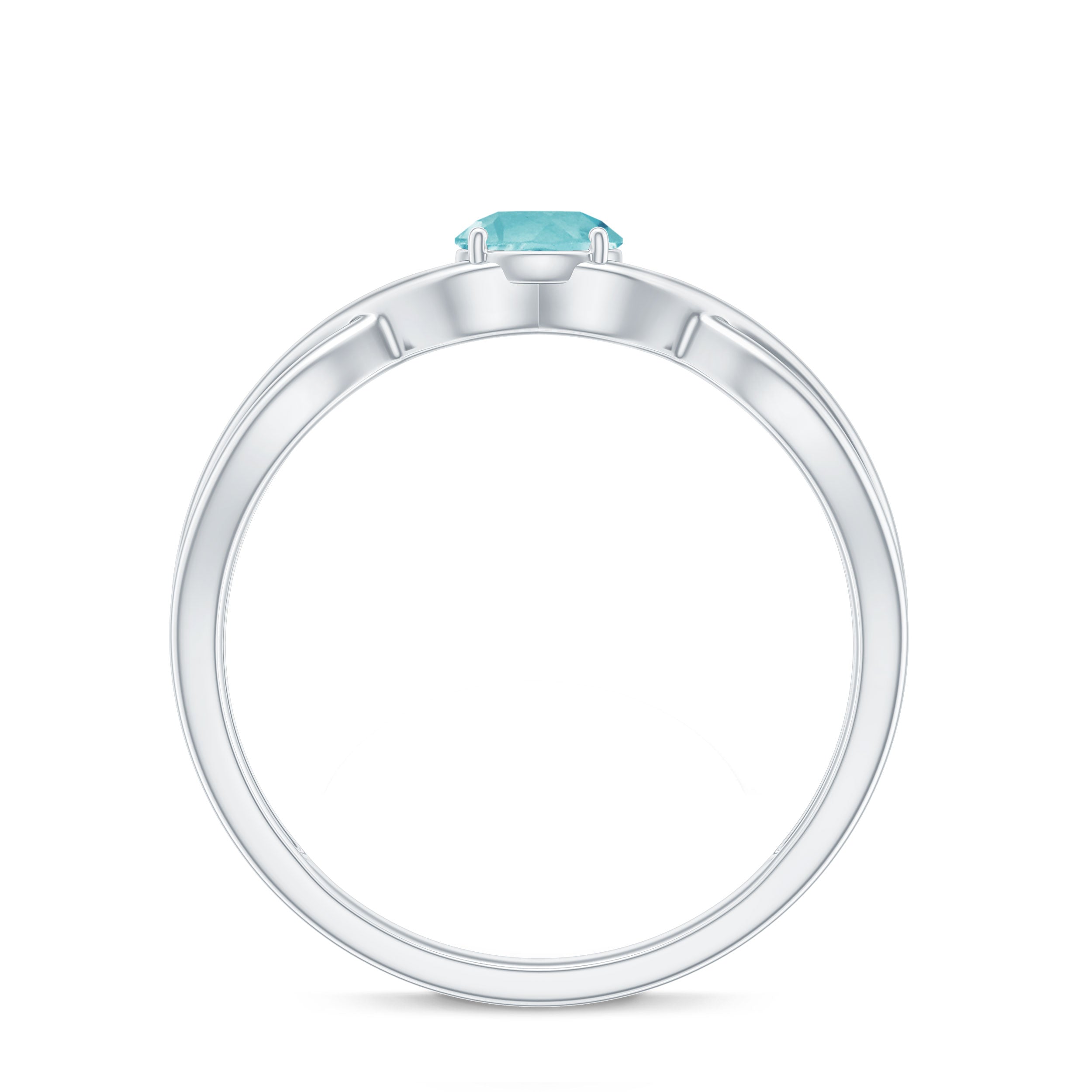 Solitaire Sky Blue Topaz Crossover Ring Sky Blue Topaz - ( AAA ) - Quality - Rosec Jewels