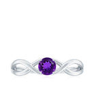 Solitaire Amethyst Crossover Engagement Ring Amethyst - ( AAA ) - Quality - Rosec Jewels