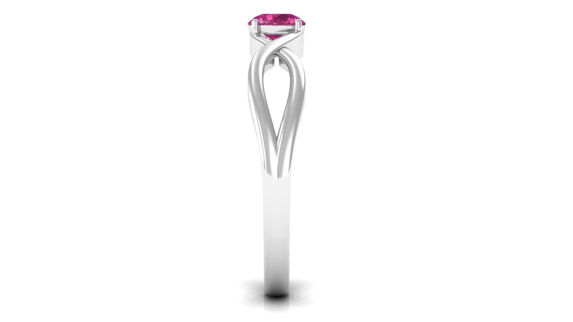 1/4 CT Real Pink Tourmaline Solitaire Ring with Crossover Shank Pink Tourmaline - ( AAA ) - Quality - Rosec Jewels