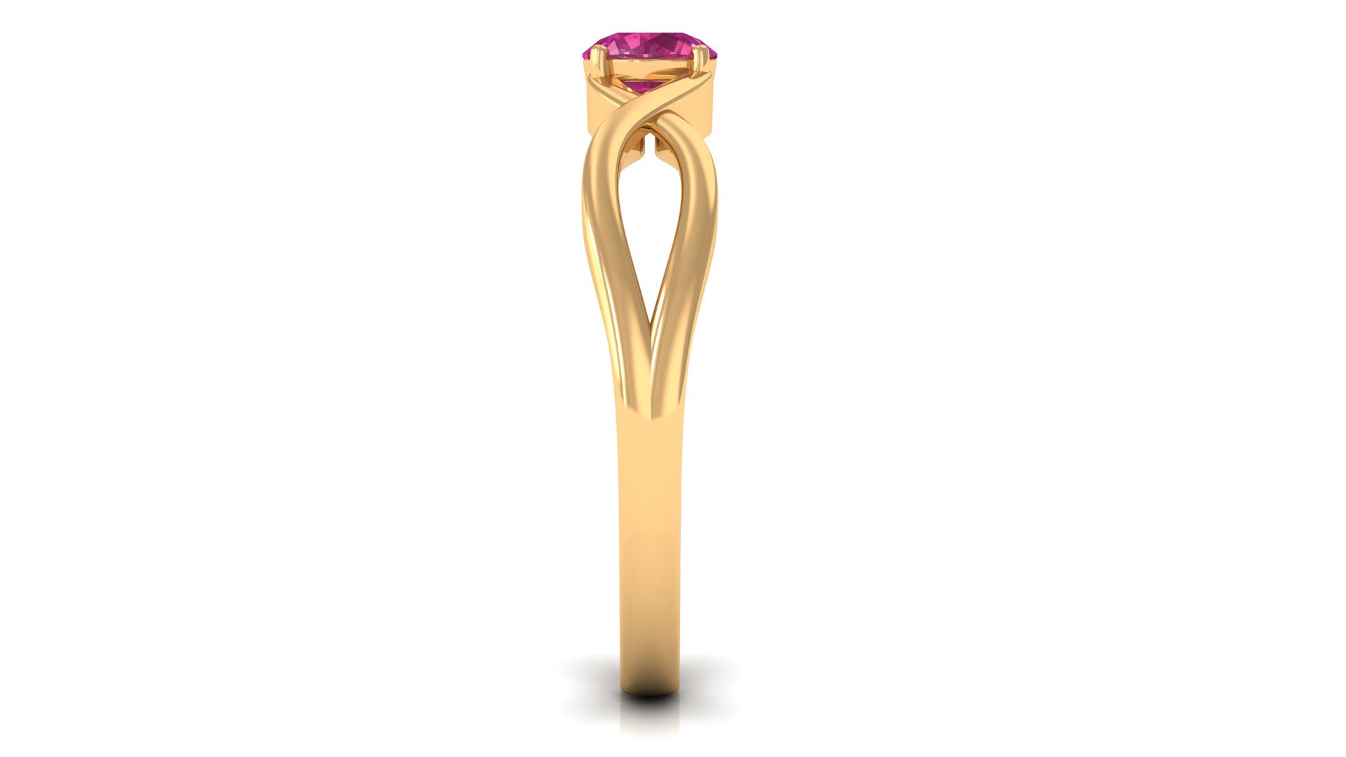 1/4 CT Real Pink Tourmaline Solitaire Ring with Crossover Shank Pink Tourmaline - ( AAA ) - Quality - Rosec Jewels