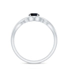 Round Black Onyx Solitaire Promise Ring in Crossover Shank Black Onyx - ( AAA ) - Quality - Rosec Jewels