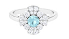 Real Sky Blue Topaz and Moissanite Flower Engagement Ring Sky Blue Topaz - ( AAA ) - Quality - Rosec Jewels