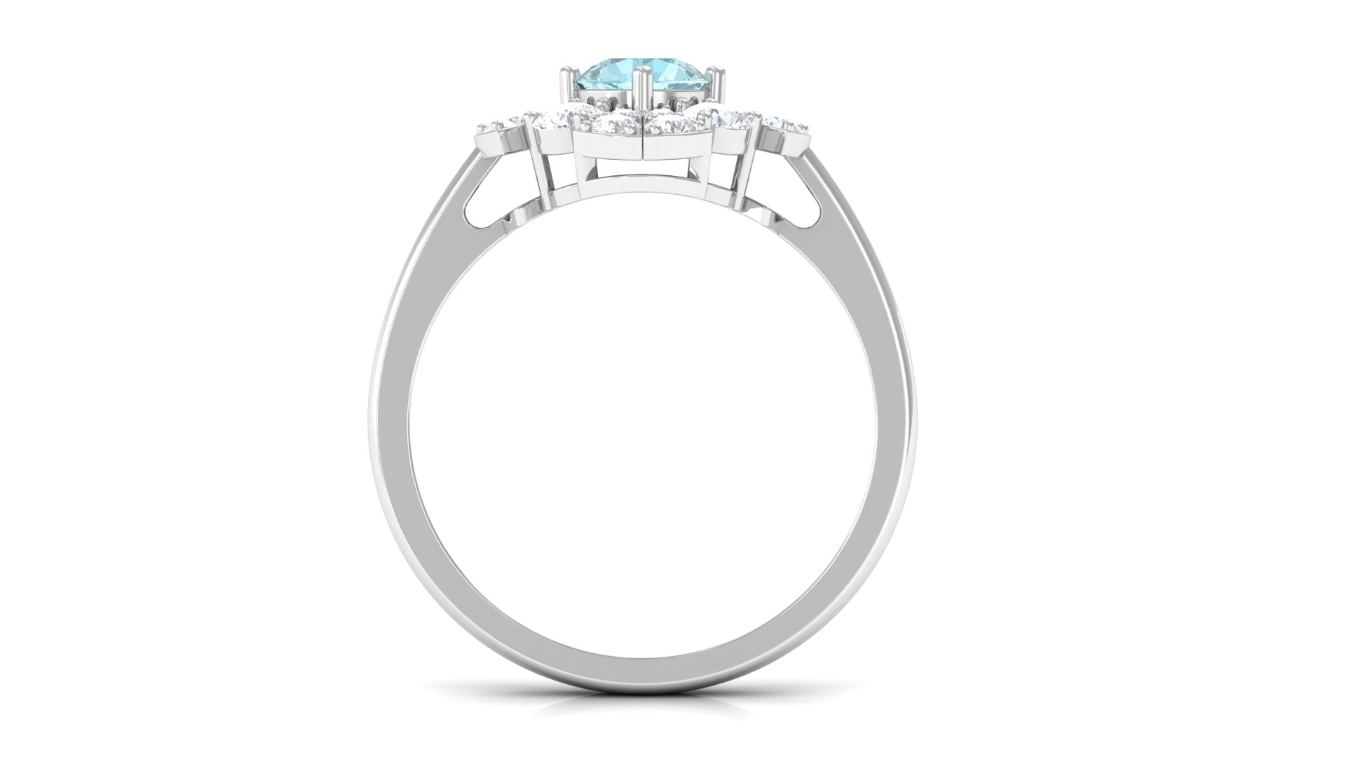 Real Sky Blue Topaz and Moissanite Flower Engagement Ring Sky Blue Topaz - ( AAA ) - Quality - Rosec Jewels