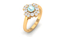 Real Sky Blue Topaz and Moissanite Flower Engagement Ring Sky Blue Topaz - ( AAA ) - Quality - Rosec Jewels