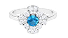 Swiss Blue Topaz Floral Engagement Ring with Moissanite Swiss Blue Topaz - ( AAA ) - Quality - Rosec Jewels