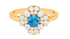 Swiss Blue Topaz Floral Engagement Ring with Moissanite Swiss Blue Topaz - ( AAA ) - Quality - Rosec Jewels