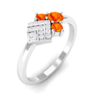 1/2 CT Orange Sapphire Art Deco Engagement Ring with Diamond Orange Sapphire - ( AAA ) - Quality - Rosec Jewels