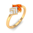 1/2 CT Orange Sapphire Art Deco Engagement Ring with Diamond Orange Sapphire - ( AAA ) - Quality - Rosec Jewels