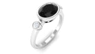 Oval Cut Solitaire Black Spinel East West Ring with Diamond Black Spinel - ( AAA ) - Quality - Rosec Jewels