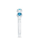 Minimal Half Eternity Ring with Swiss Blue Topaz and Diamond Swiss Blue Topaz - ( AAA ) - Quality - Rosec Jewels