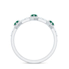 Minimal Half Eternity Ring with Emerald and Diamond Emerald - ( AAA ) - Quality - Rosec Jewels