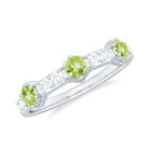 Real Peridot Half Eternity Ring with Diamond Peridot - ( AAA ) - Quality - Rosec Jewels