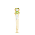 Real Peridot Half Eternity Ring with Diamond Peridot - ( AAA ) - Quality - Rosec Jewels