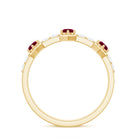 Natural Ruby and Diamond Minimal Half Eternity Ring Ruby - ( AAA ) - Quality - Rosec Jewels