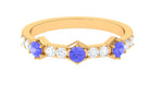 Minimal Half Eternity Ring with Tanzanite and Diamond Tanzanite - ( AAA ) - Quality - Rosec Jewels